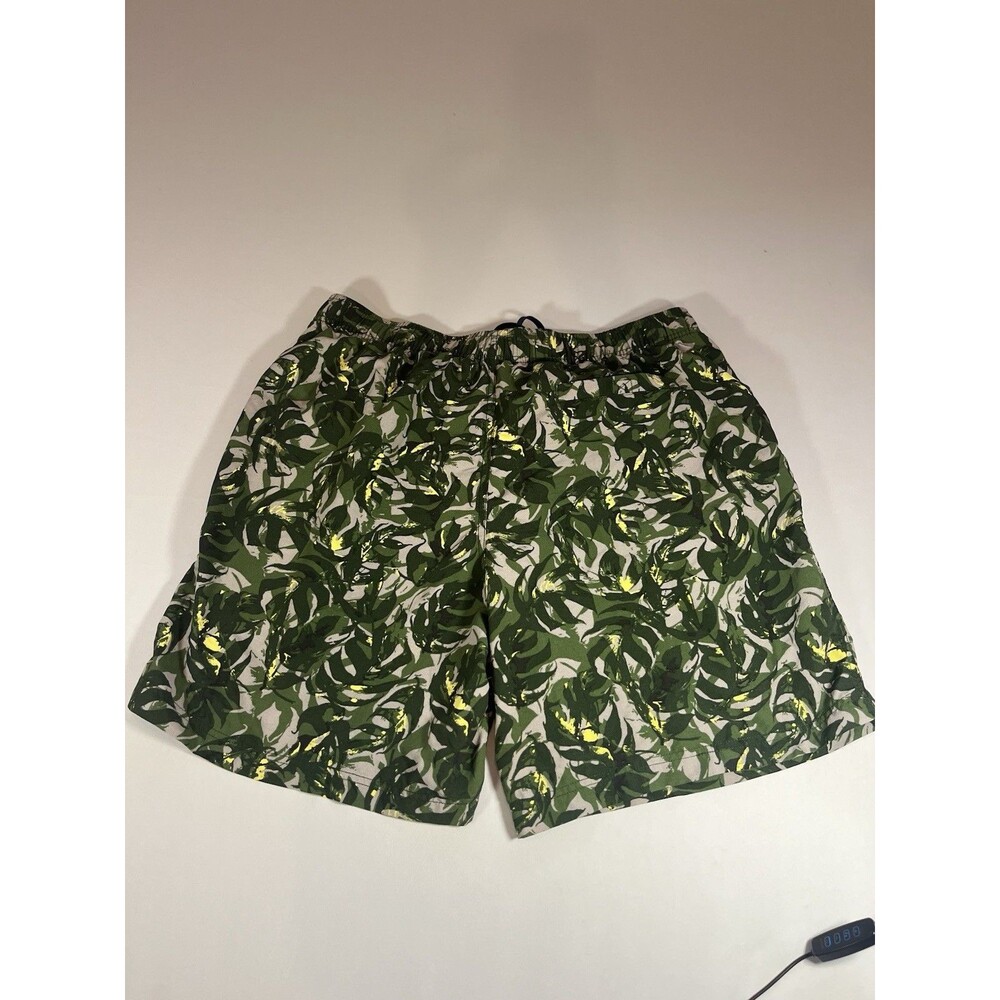 L.L.Bean Men’s Swim Trunks Size L Green Camo Leaf Print Mesh Lined Drawstring - Picture 13 of 16